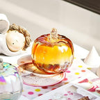2.8'' Brown Striped Glass Pumpkins For Decorating Fall Harvest Halloween - Image 3