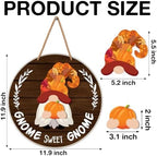 Interchangeable Gnome Welcome Sign Fall Halloween Door Wreath - Image 2