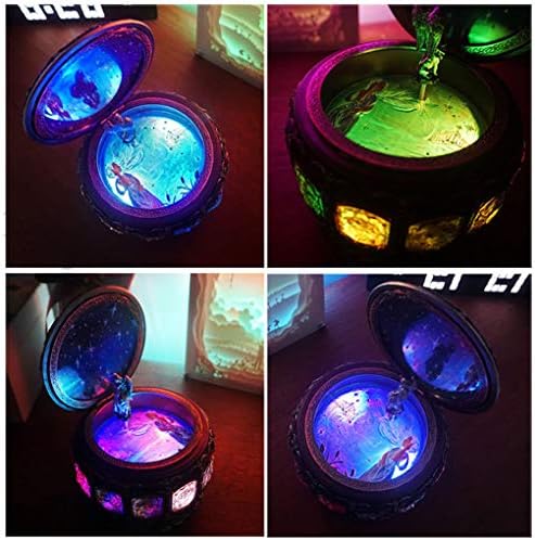 Briskfeel Vintage Music Box with Constellations Rotating Goddess LED Lights Twinkling Resin Carved Mechanism Musical Box with Sankyo 18-Note Wind Up Signs of The Zodiac Gift for Birthday (Upgraded) - Image 5