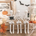 Halloween Skeleton Decorations Indoor 3Pcs Funny Skull Figurines for Mantel Shelf Table Bookshelf Cute Spooky Halloween Decor for Home Office Skeleton Shelf Sitters Halloween Tabletop Decorations - Image 6