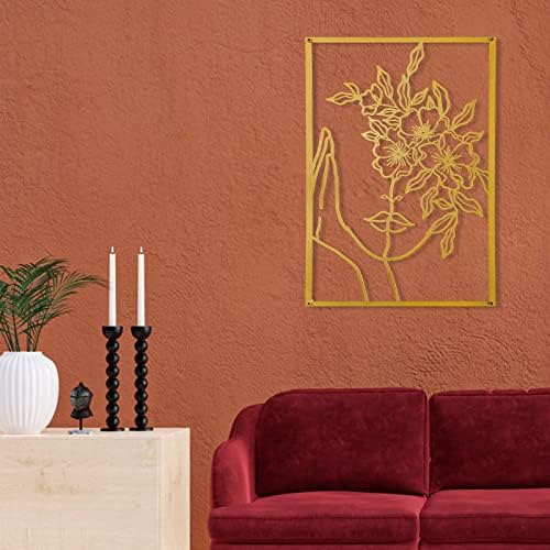 AGIOTA 3 Pcs Gold Metal Wall Decor, Minimalist Floral Women Line Drawing Wall Art, Elegant Abstract Lady Silhouette Metal Wall Hanging for Home Bedroom Living Room - Image 2