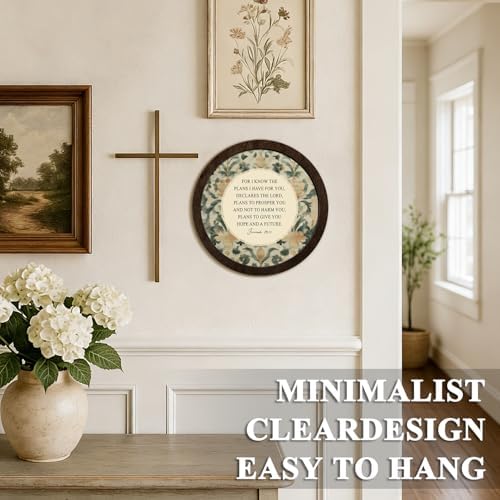 CFFJLHN Vintage Floral Christian Wall Art Decor, Jeremiah 29:11 Bible Verse Religious Scripture Round Hanging Wall Decor for Home Bedroom Living Room Church Prayer Room, 10x10 Inch - Image 5