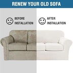 H.VERSAILTEX Modern Velvet Plush 4 Piece High Stretch Sofa Slipcover Furniture - Image 7
