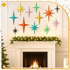 Blulu 12 Pcs Mid Century Modern Decoration Mcm Retro 3D Starburst Art Wall Sculpture, Plastic 8 Pointed Atomic Star Vintage Celestial Whimsigoth Accent for Home Office Room Decor(Retro) - Image 6
