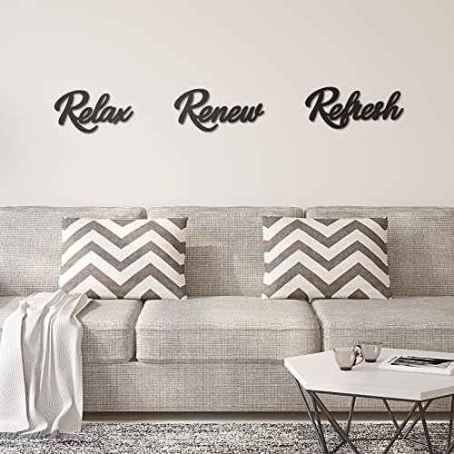 3 Pieces Bathroom Decor Black Bathroom Wall Art Relax Renew Refresh - Image 6
