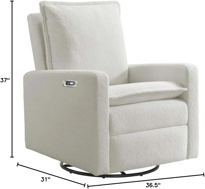 Oxford Baby Uptown Power Recliner/Glider, Boucle White - Image 3