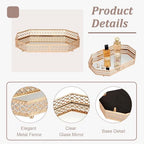Hipiwe Gold Glass Perfume Tray for Dresser Bathroom Makeup Vanity Trays - Image 6