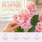 Ttranewsoo Hydrangea Artificial Flowers ,Fall Hydrangeas Artificial Flowers, Fake Fall Dried Hydrangea Decoration,Faux Silk Flower With Stems Winter Decor Indoor and outdoor(Pink 24"8pcs) Without Vase - Image 5