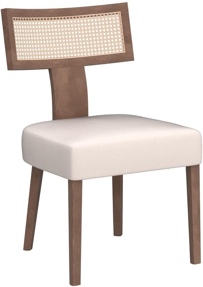 HNY Mid Century Modern Rattan Dining Chairs Set of 4, Farmhouse Linen - Image 5