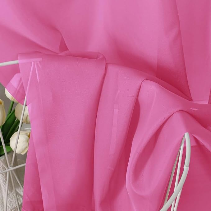 Hot Pink Sheer Curtains 96 Inches Long 2 Panels - Image 4