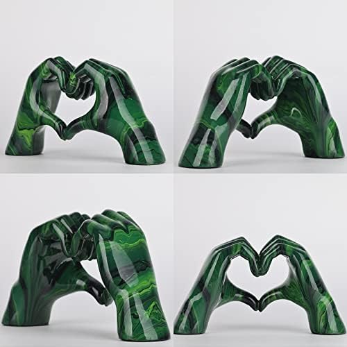 Resin Sculpture, Fluid Green Heart Decoration, Modern Art Statue for Home Decor for Valentine's Day, Wedding, Anniversary - Image 6