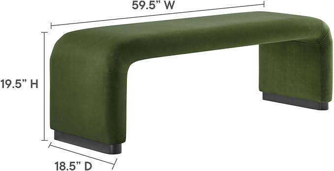 Modway EEI-6734-BLK-MOS Koda Performance Velvet Waterfall Long Bench - Image 3