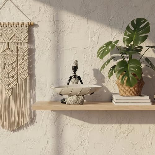 Lescafita African Woman Tray Figurine White Leaf Bowl Sculpture - Image 5