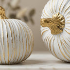 Fall Pumpkin Decor, White & Gold Resin Pumpkins Decorative Pumpkin - Image 3