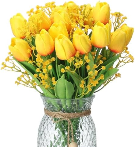 40PCS Tulip Artificial Flowers Babysbreath by QUNWREATH