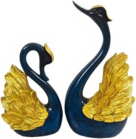 2pcs Swan Statues Couple's Home Decorations for Living Room Decor and Accessories, Sculptures Home Decor for Coffee Table, Book Shelf Decor Accents (Gold) by CECKQUE