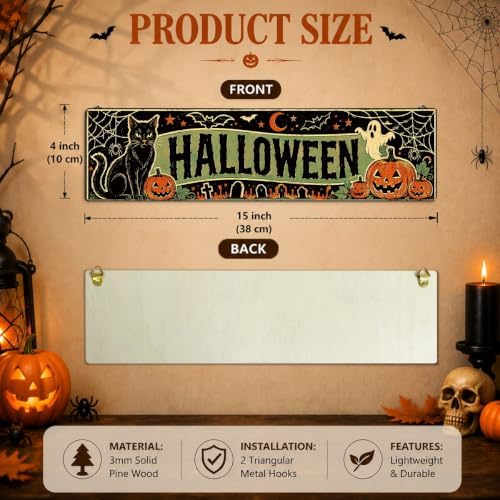 Retro Halloween Decor, 3 Pcs Halloween Hanging Signs, Entryway Decor Wall - Image 2
