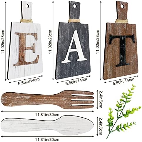 Jetec Cutting Board Eat Sign Set Wall Decor, White, Grey, Dark Brown - Image 3