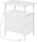 HOOBRO End Table with Charging Station, Narrow Side Table, Nightstand with 2 by HOOBRO