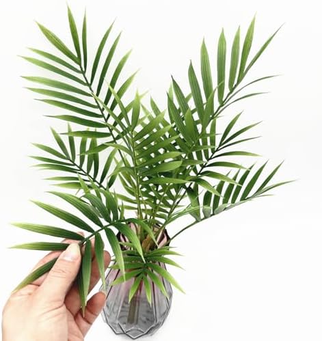 Artificial Parlor Palm Plant, Realistic Faux Tropical Greenery Stem Small Potted Fake Areca Palm Leaves Mini Palm Tree for Vase Fill, Home Office Decor, Indoor Garden Wedding Event Decoration 1 Pack - Image 7