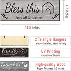 Joyhawk 4 Pieces Home Wall Decor Signs, THIS IS US/TOGETHER/BLESS THIS HOME/FAMILY Wall Decor For Living Room Bedroom, Rustic Wooden Farmhouse Wall Art Decor, 4.7 x 13.8 Inch(Mixed Color) - Image 2