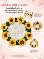 Crochet Flower Bouquet Coasters, Cotton Sunflower Gifts for Home Decor - Image 4