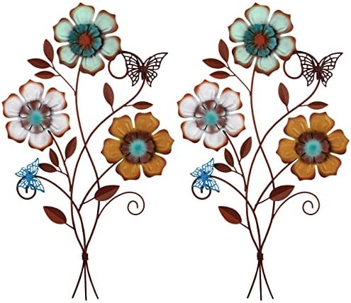 Moxweyeni Tricolor Flower Wall Decor 15 x 9.1 Inch, 2 Pieces by Moxweyeni
