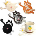 Drink Coaster, Woven Creative Coasters for Cat Lovers, Gag Gifts Cat Coffee Coaster for Desk Accessories Home Decor Tabletop Protection(Cat-4PCS) by Unknown