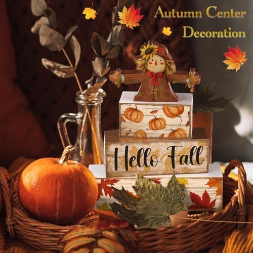4 Pcs Hello Fall Decoration for Home Scarecrow Pumpkin Table Centerpiece - Image 4