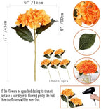 6Pcs 18" Orange Silk Hydrangea Artificial Flowers - Image 2