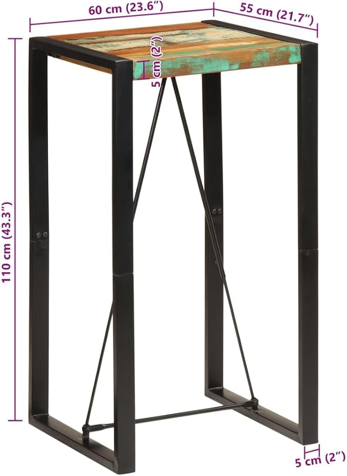 SKM Bar Table 60x55x110 cm Solid Wood Reclaimed - Image 7