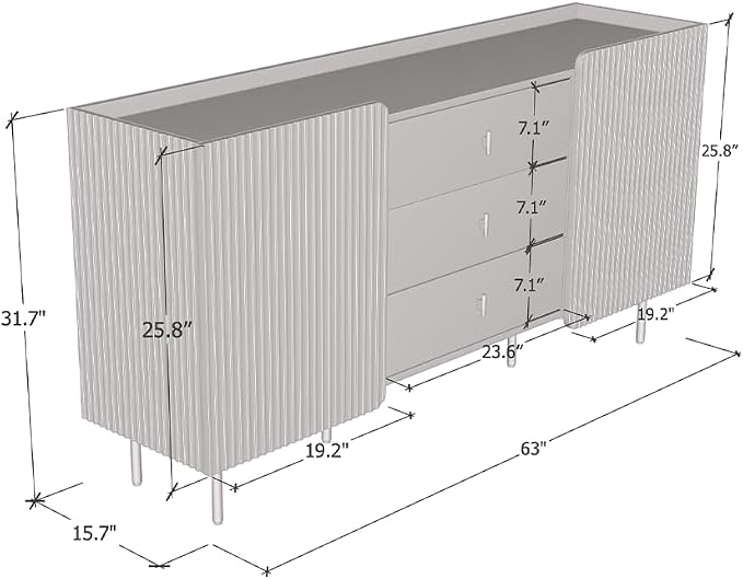 Meble Furniture Dalia 160cm x 45cm x 75cm Engineered Wood Sideboard — Cashmere - Image 2