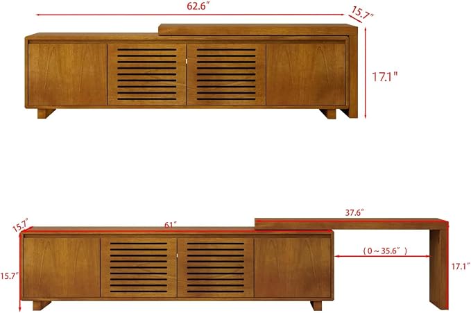 LKTART Mid Century Modern TV Stand, Extendable Entertainment Center - Image 2