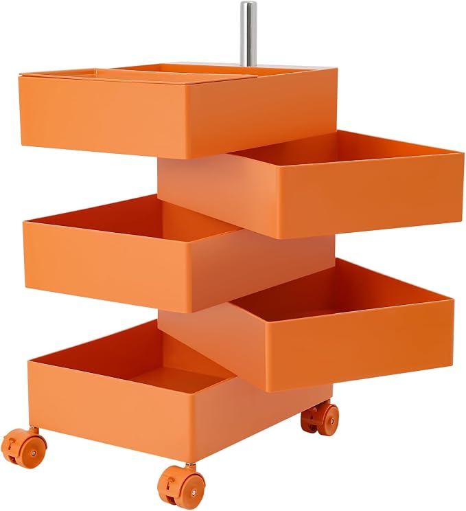 5 Tier Storage Cabinet, 360° Rotating Sofa Side Cabinet, Mobile Bedside Table - Image 9