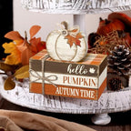 Geelin 4 Pcs Fall Tiered Tray Decorations Thanksgiving Wooden Pumpkin and Maple Leaf Book Stack Signs, Autumn Vintage Table Decoration for Home Office Table Shelf Centerpiece Farmhouse Decorations - Image 5