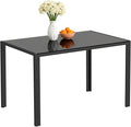 FDW | Dining Table for 4-6 People | Black | 47 Inch Rectangular Glass Kitchen by FDW