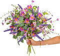20" Artificial Flowers Bouquet for Vase Indoor, 6 stem Faux Silk Daisies Lavender Silver Dollar Eucalyptus Leaves Wildflower Floral Arrangement Home Decor for Living Room Dining Table Entryway by YUGALI