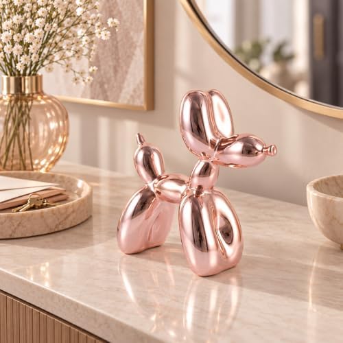 Pink Balloon Dog Decor - Animal, Shelf & Modern Desk Statue - Office Gold Decorations - Image 6