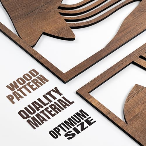 qmmp Modern Wooden Wall Sculptures - Set of 3 - Home Decor Accent - Large Wall Art for Living Room, Bedroom, Office - Easy Installation (Walnut, Large - Abstract Shapes) - Image 6