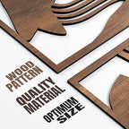 qmmp Modern Wooden Wall Sculptures - Set of 3 - Home Decor Accent - Large Wall Art for Living Room, Bedroom, Office - Easy Installation (Walnut, Large - Abstract Shapes) - Image 6