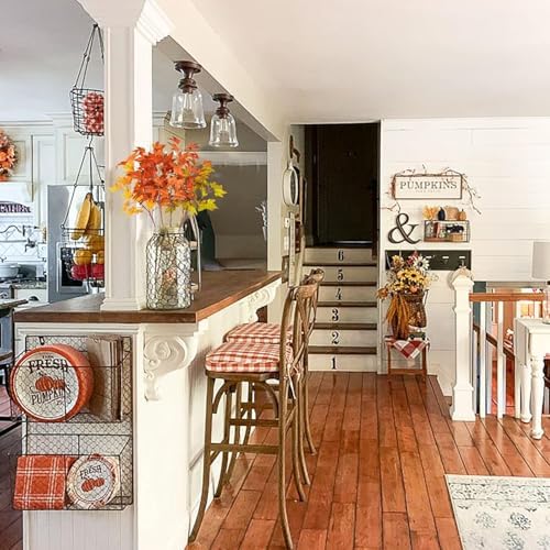 8Pcs Artificial Maple Leaves Branches 21.6in Fake Fall Leaves Stems Plants Outdoor Greenery for Home Kitchen Farmhouse Thanksgiving Table Centerpiece Fireplace Halloween Décor Orange - Image 7