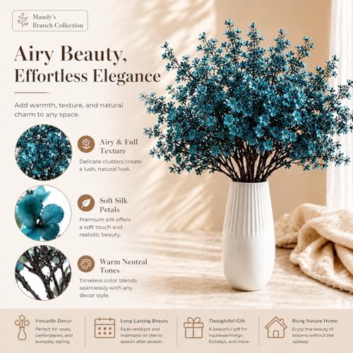 Mandy's 15 Bundles Artificial Teal Baby’s Breath Flowers - Image 2