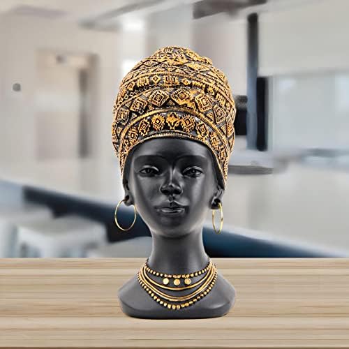 Smadeer African Statue for Home Decor, Women Bust Figurine Antique Gold - Image 5
