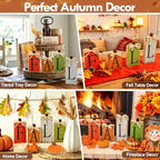 WOHOHOHO 8Pcs Wooden Fall Decorations for Home, "FALL" Wood Table Decor, Pumpkin & Maple Leaf Signs. Rustic Wooden Autumn Thanksgiving Decorations for Home Office Room Bedroom Mantel Tiered Tray - Image 4