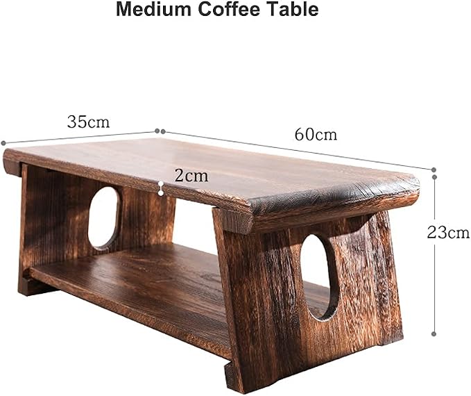Foldable Japanese Tea Table, 2-Tier Zen Low Table - Image 4