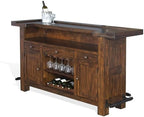 Pemberly Row Set of 3 Polished Brown Wood Bar Unit & 2 Swivel Barstool - Image 6