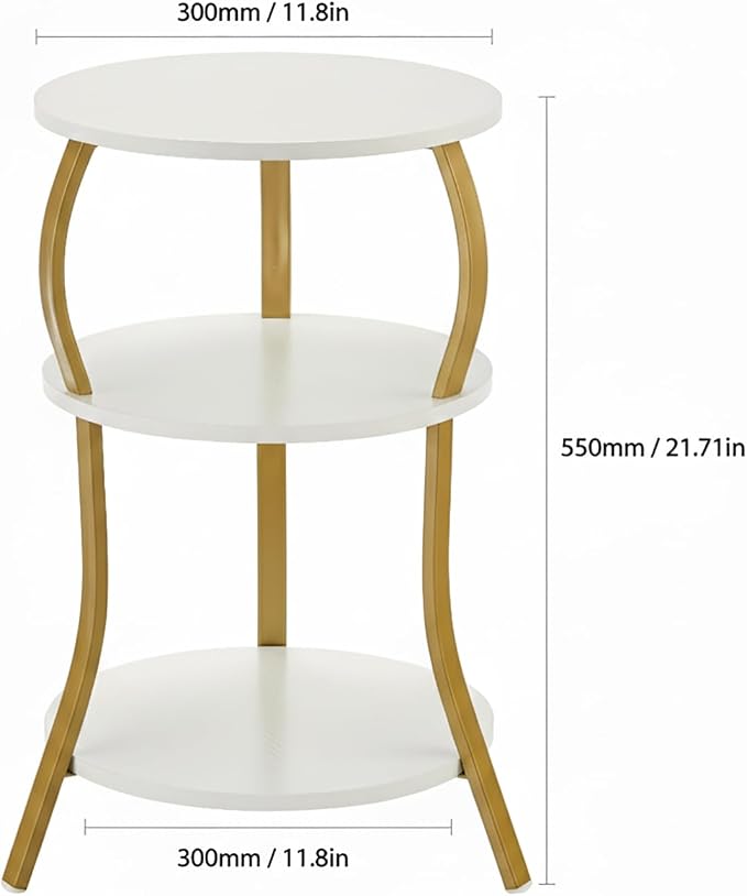 Vintage Small Round Side Table, 3-Tier Slim Waist Circular End Table - Image 3
