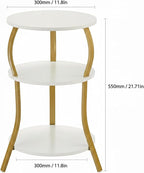 Vintage Small Round Side Table, 3-Tier Slim Waist Circular End Table - Image 3