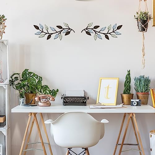 Zhengmy 2 Pcs Metal Leaf Wall Art Vine Branch Decor,Pastel Colors - Image 4