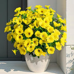 Yellow Artificial Morning Glory Flowers for Outdoor Planters, Premium UV Resistant Silk Faux Flowers for Porch, Hanging Basket & Window Box, Spring Garden Decor, No Pot, 13.3 Inch, 8 Bundles - Image 3